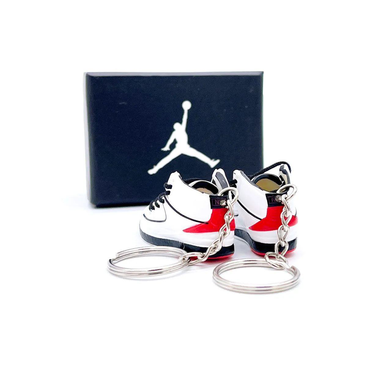 3D Sneaker Keychain- Air Jordan 2 Varsity Red Pair