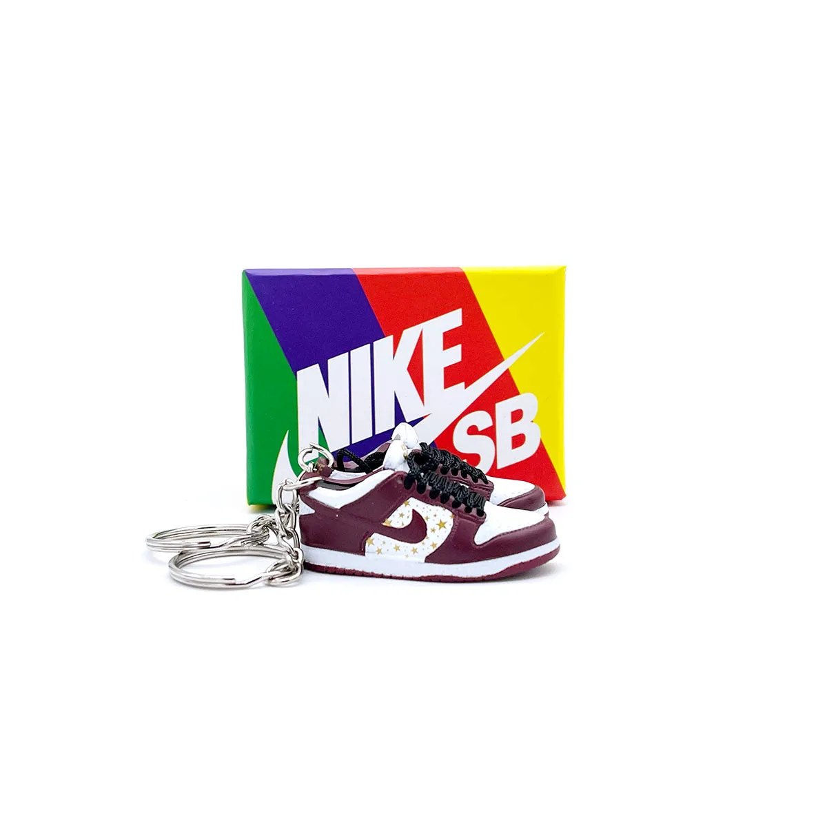 3D Sneaker Keychain- Nike SB Dunk Low Supreme Stars Barkroot Brown Pair