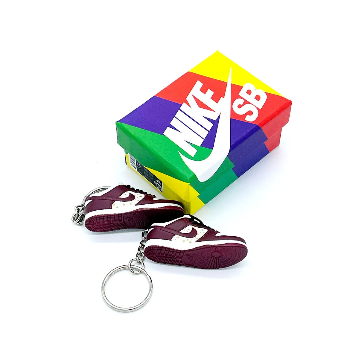 3D Sneaker Keychain- Nike SB Dunk Low Supreme Stars Barkroot Brown Pair