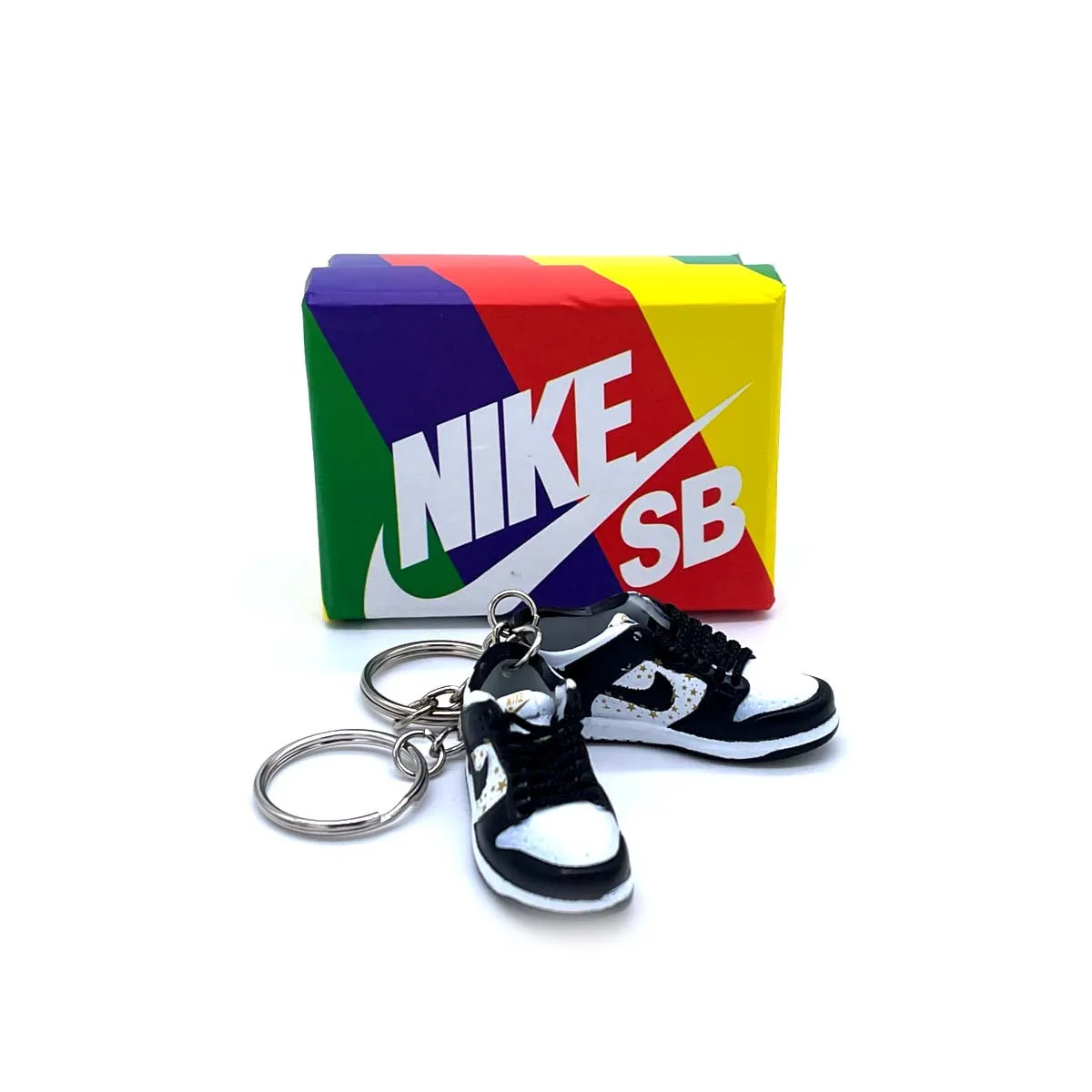 3D Sneaker Keychain- Nike SB Dunk Low Supreme Stars Black Pair