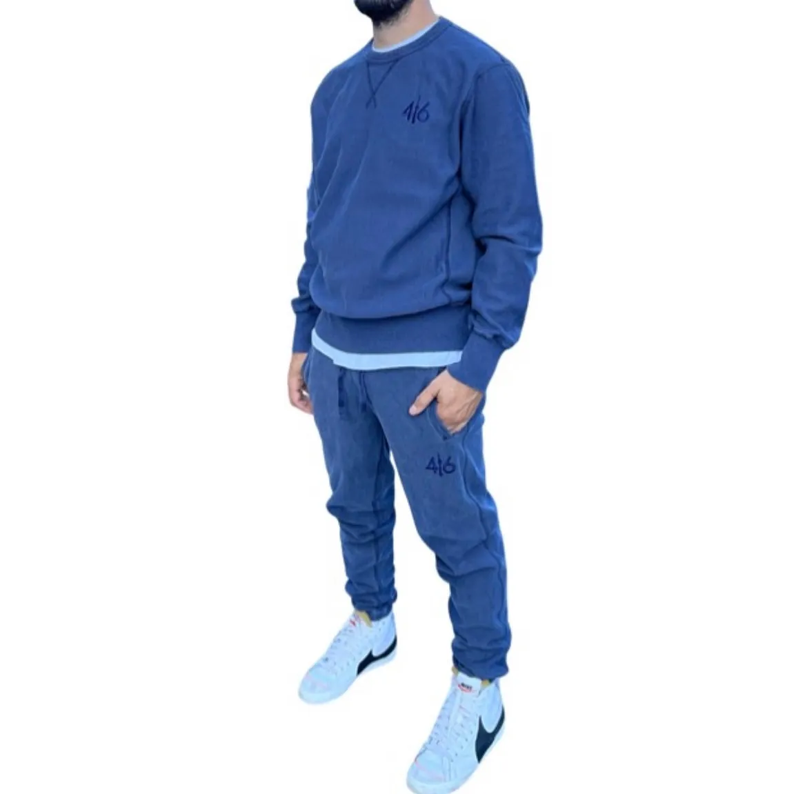 416 Aegean Blue Crew Neck