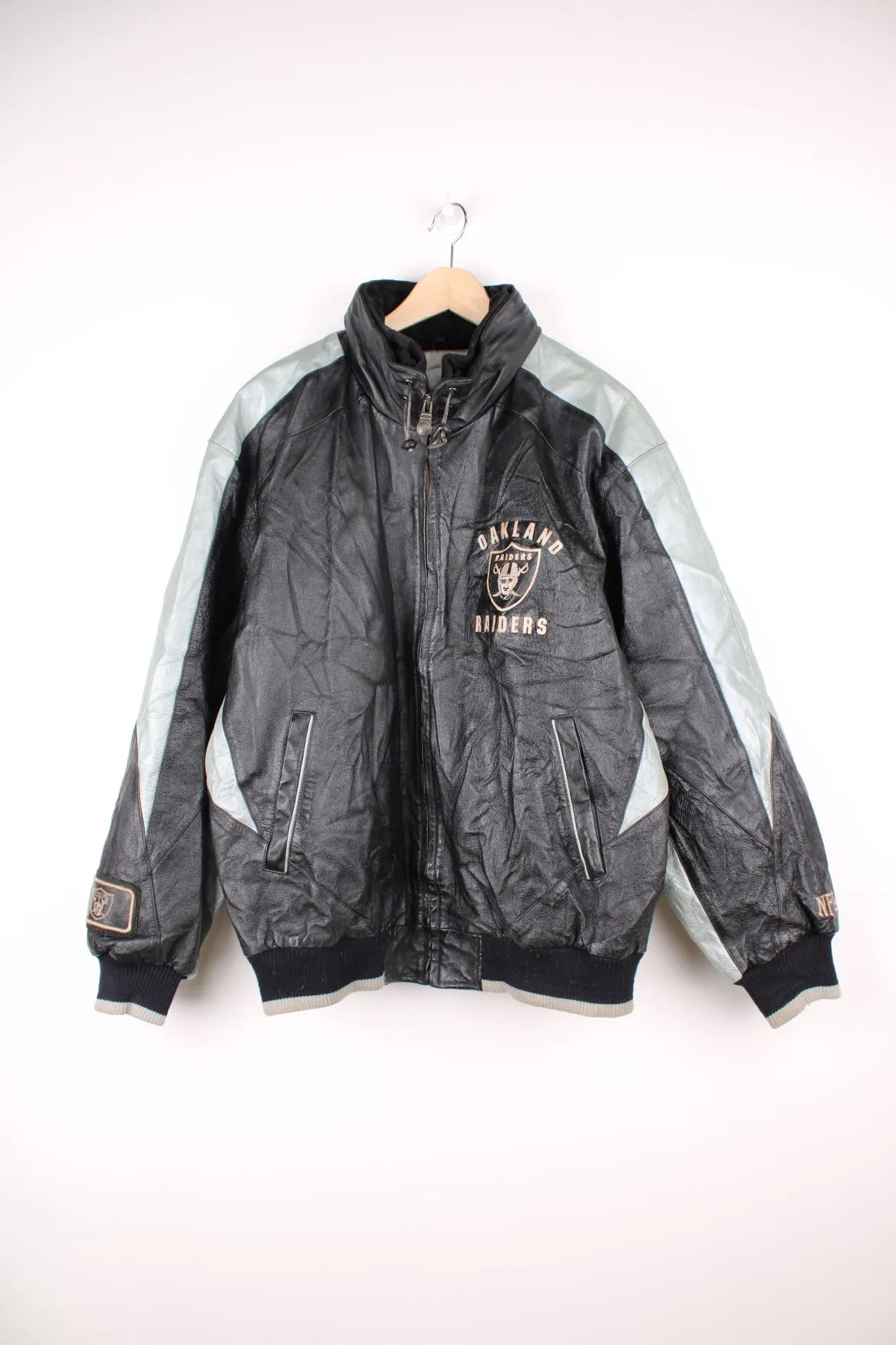 90s Oakland Raiders Leather Jacket