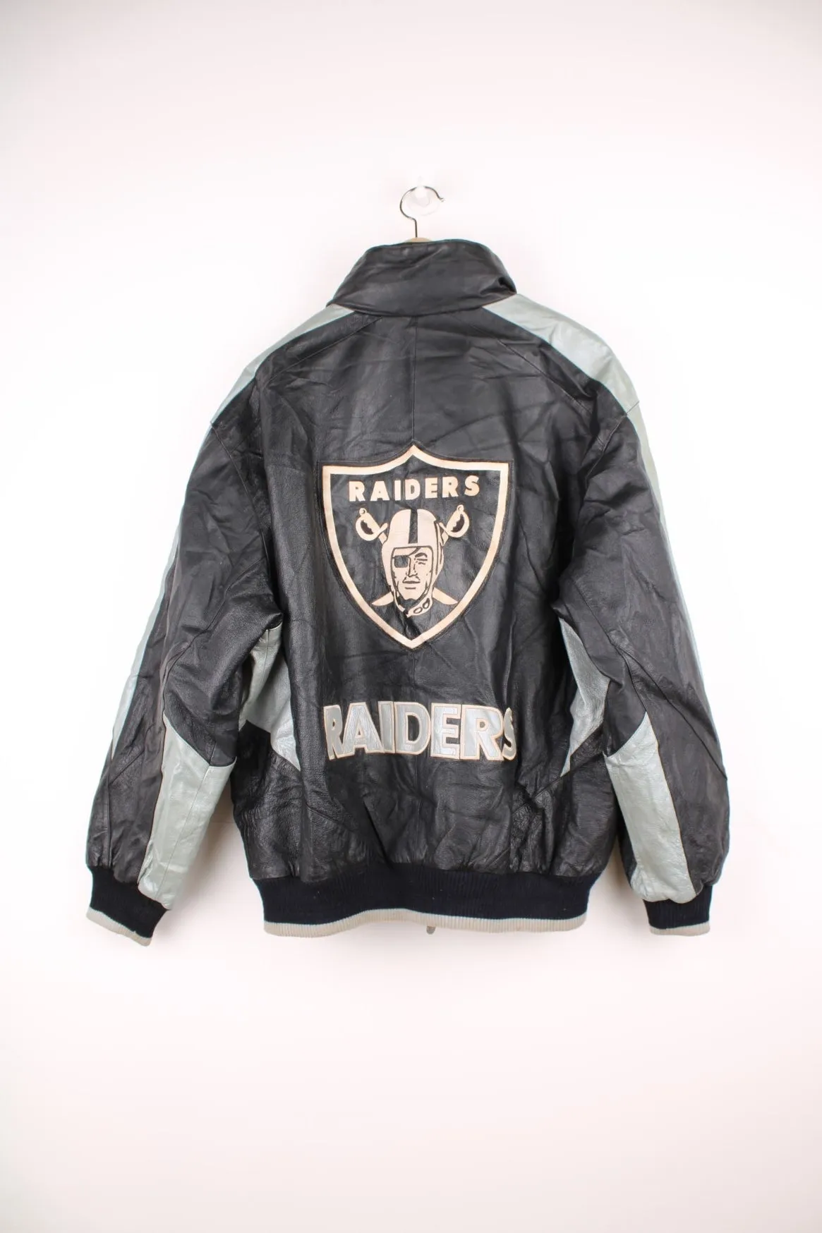 90s Oakland Raiders Leather Jacket