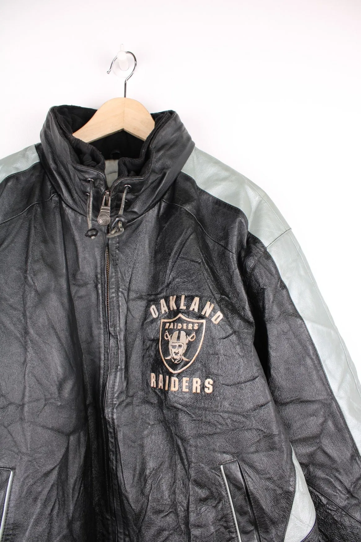 90s Oakland Raiders Leather Jacket