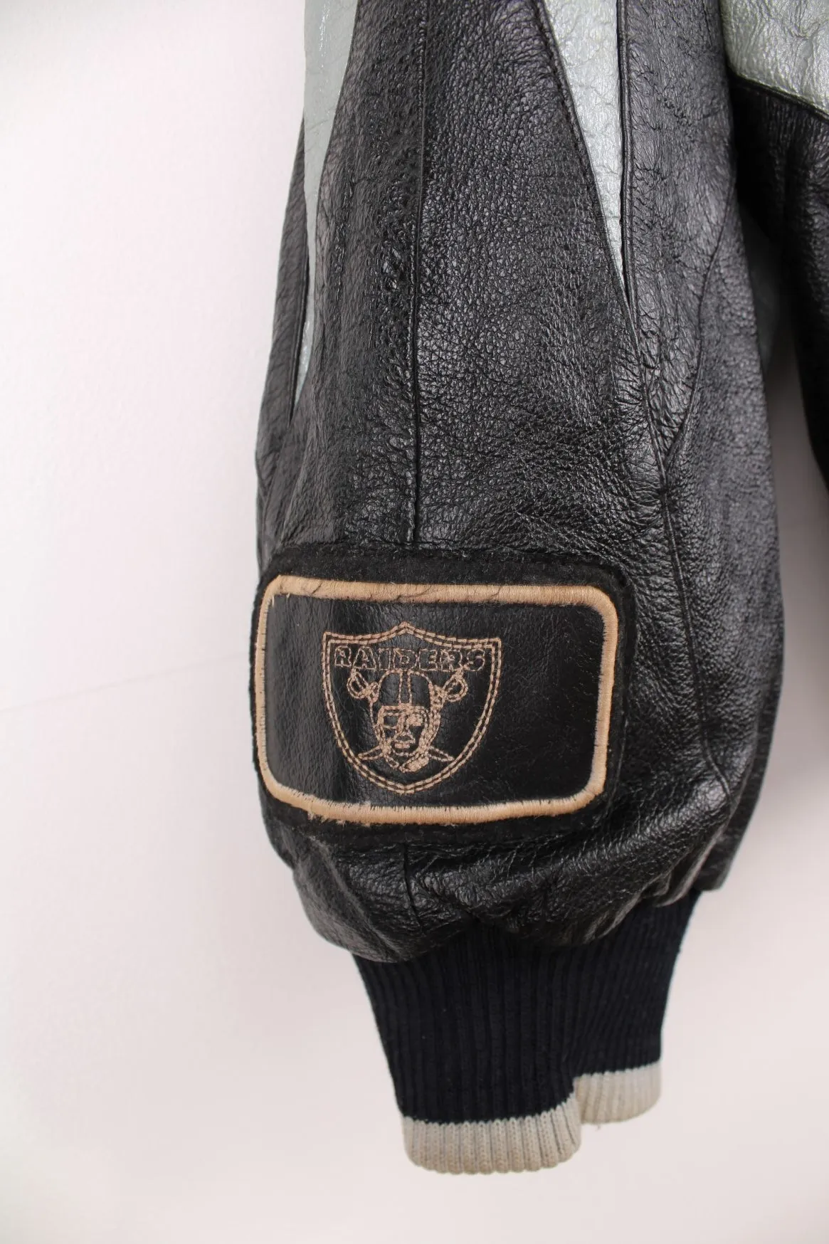 90s Oakland Raiders Leather Jacket