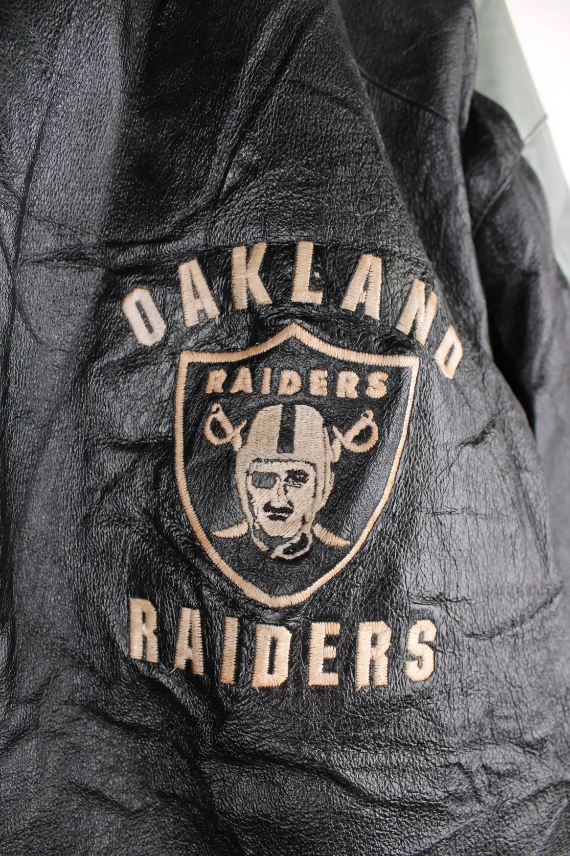 90s Oakland Raiders Leather Jacket