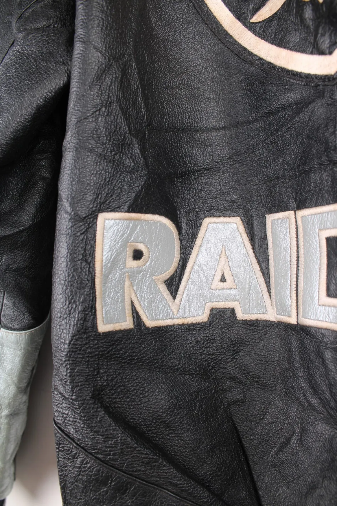 90s Oakland Raiders Leather Jacket