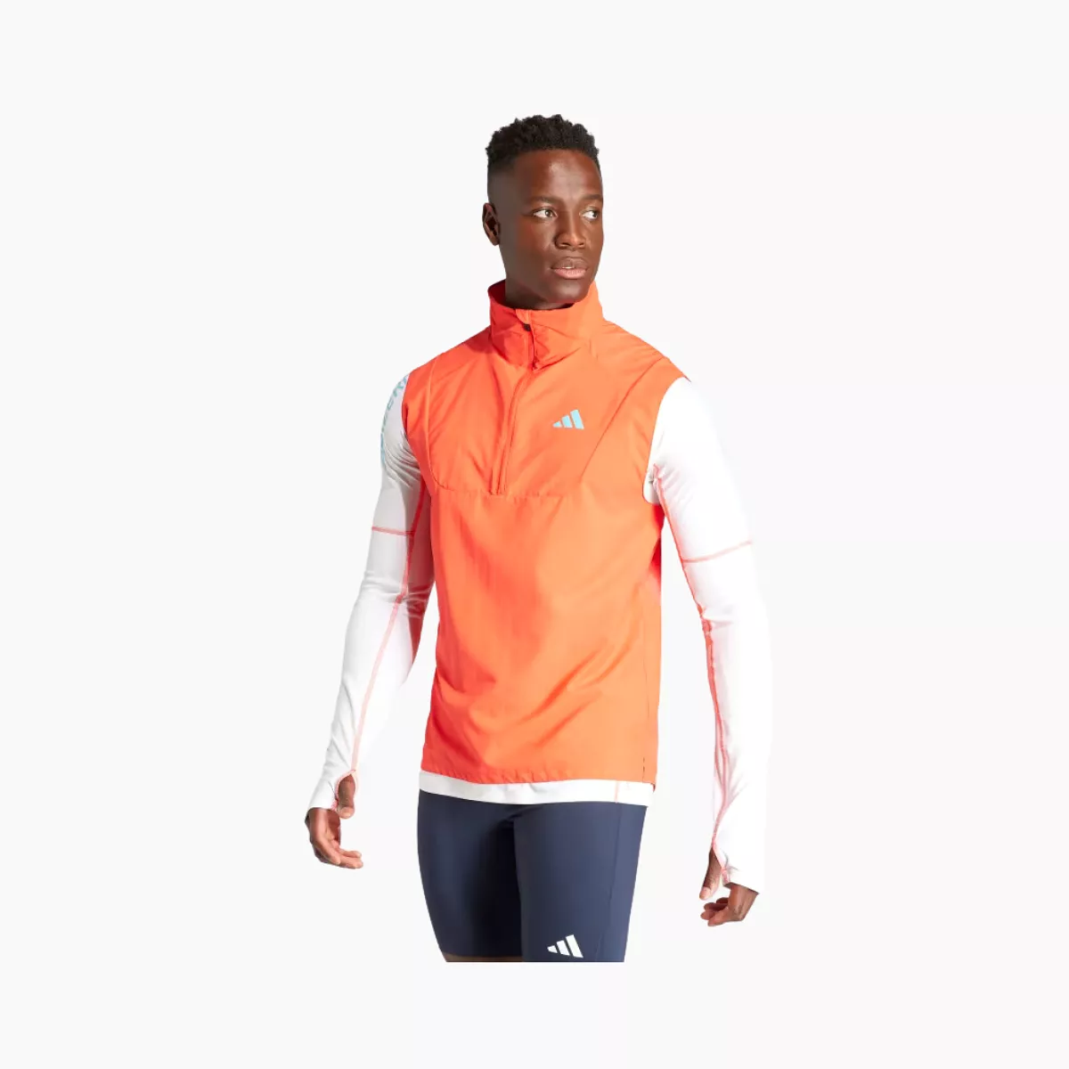 Adidas Adizero Half-Zip Men's Running Vest -Bright Red