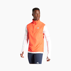 Adidas Adizero Half-Zip Men's Running Vest -Bright Red