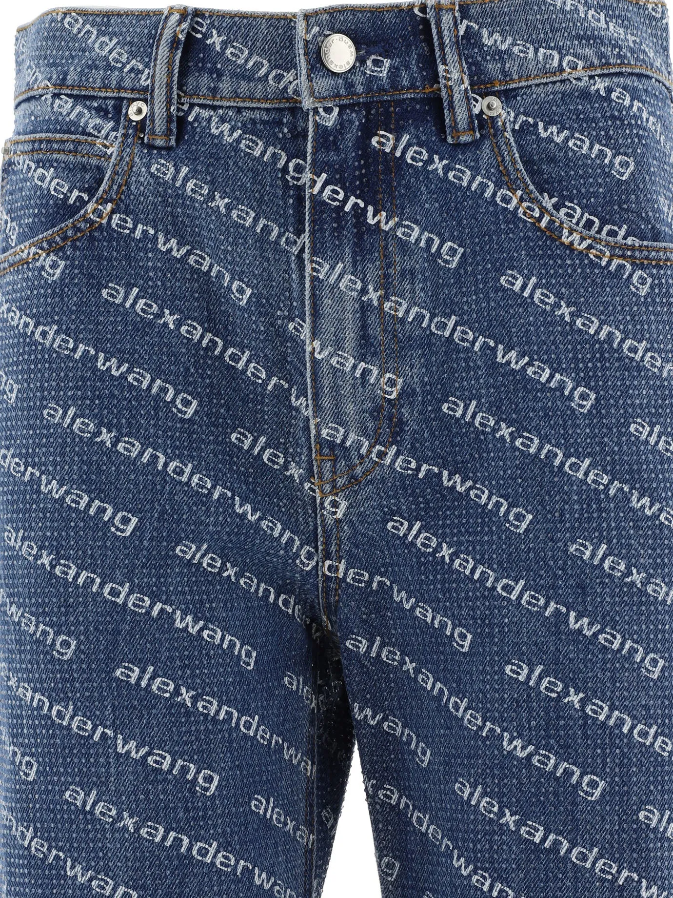 Alexander Wang    Alexander Wang Jeans With Logo Crystal Hotfix