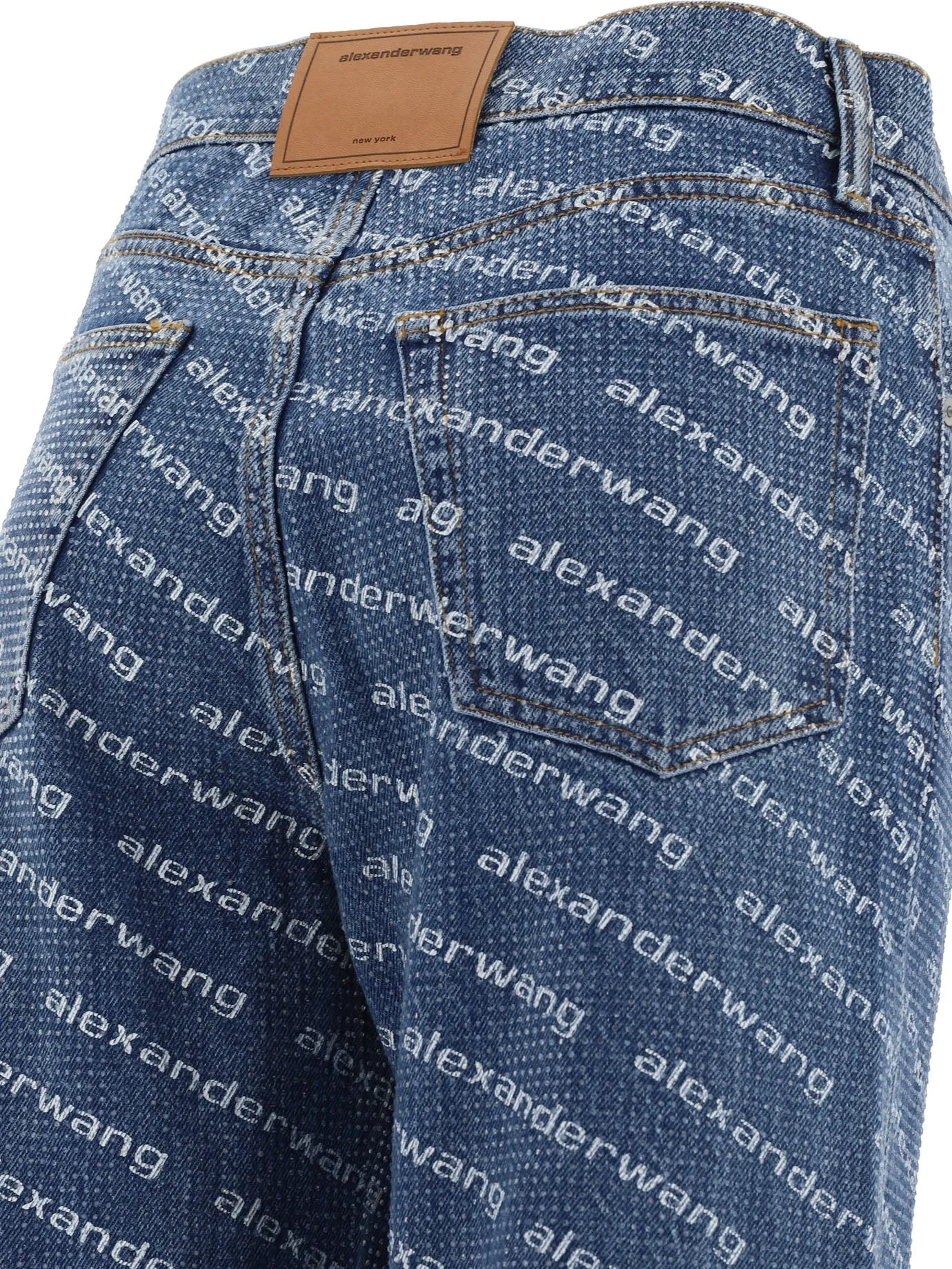 Alexander Wang    Alexander Wang Jeans With Logo Crystal Hotfix