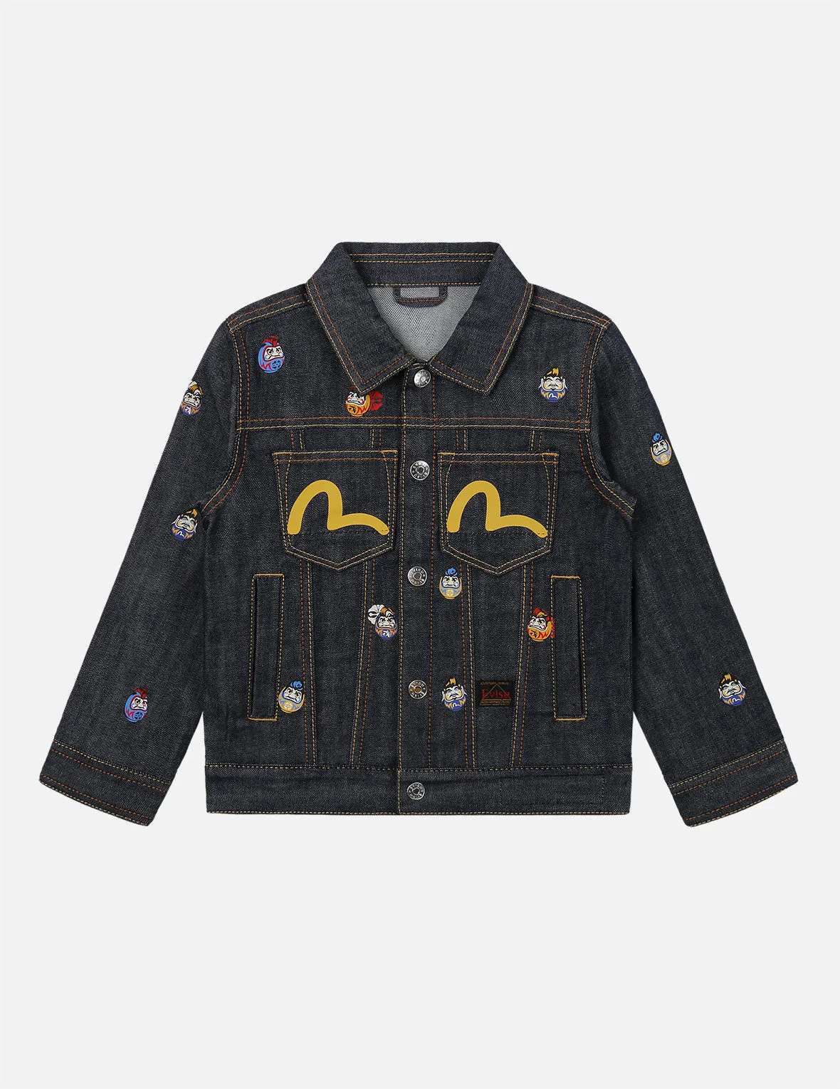 Allover Pompadour Daruma Print Denim Jacket