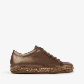 ANDREA SNEAKER Bronze vintage effect laminated leather sneaker with Crystals