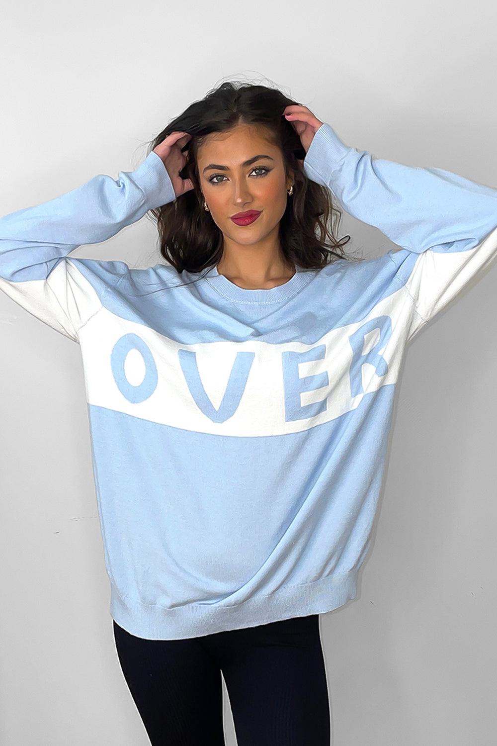 Baby Blue Lover's Slogan Sweatshirt