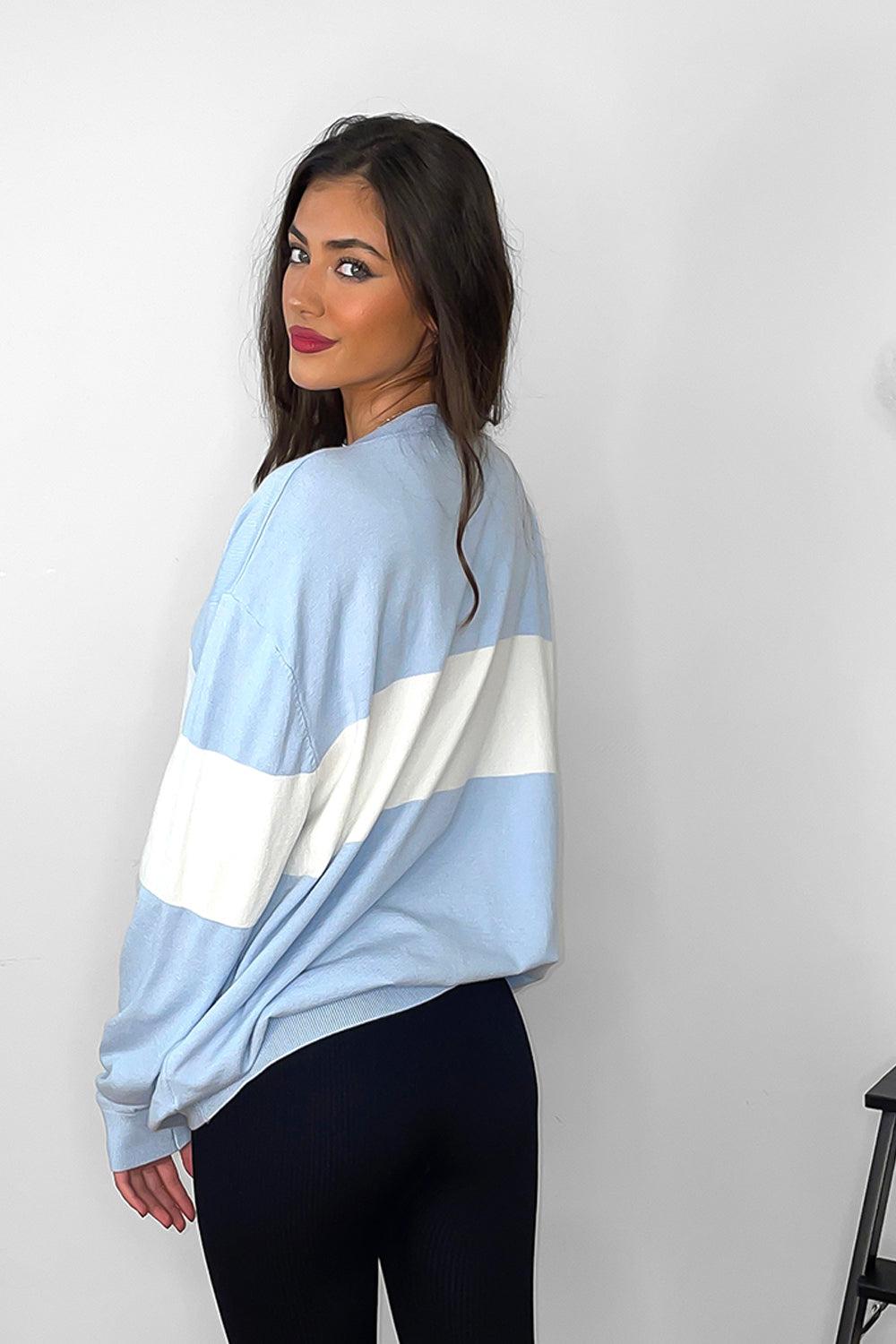 Baby Blue Lover's Slogan Sweatshirt