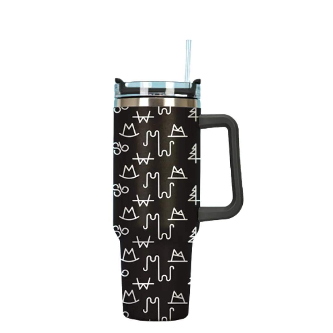 Black Brand Tumbler with Handle