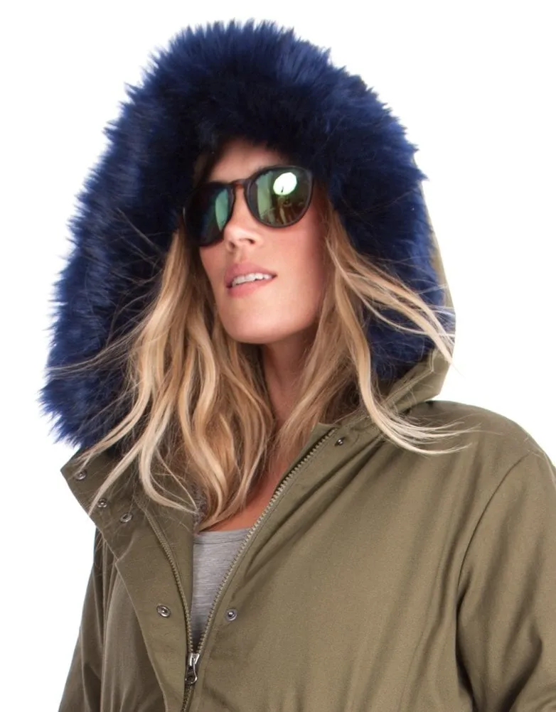 Blue Faux-Fur Hood Trim