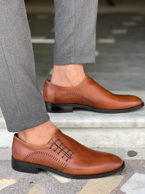 Bojoni Brown Wholecut Side Lacing Oxfords