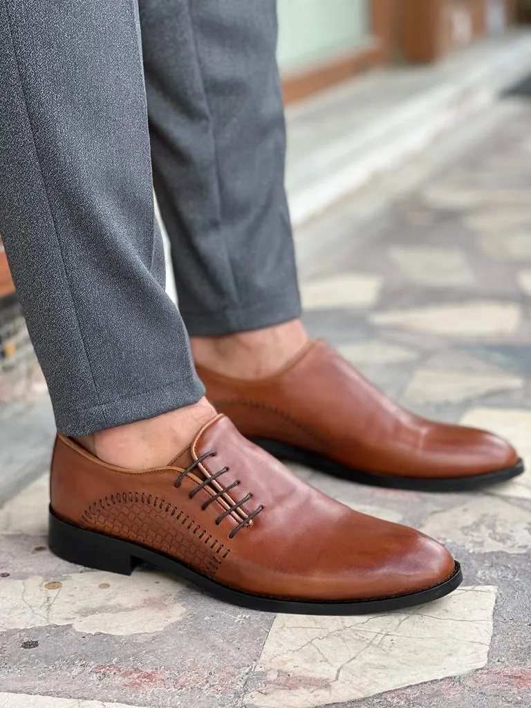 Bojoni Brown Wholecut Side Lacing Oxfords