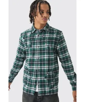 boohooMAN Mens Regular Fit Long Sleeve Flannel Shirt