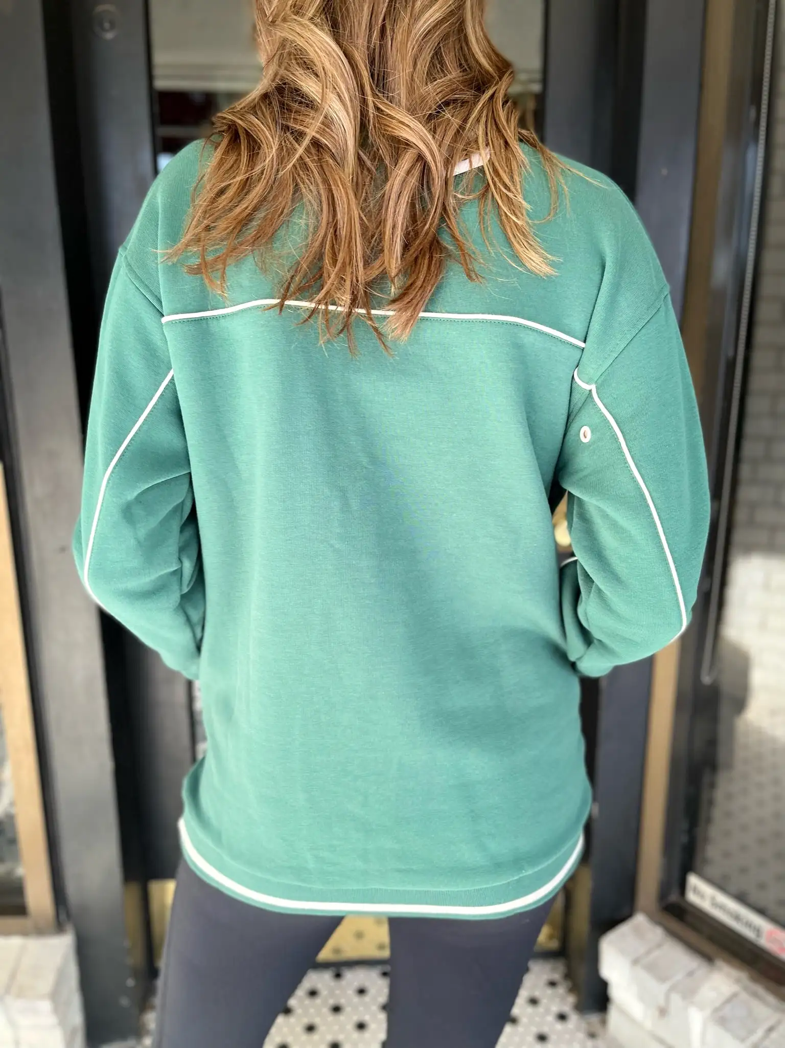 Boyfriend Fit Brushed Fleece Half Zip- Hunter Green