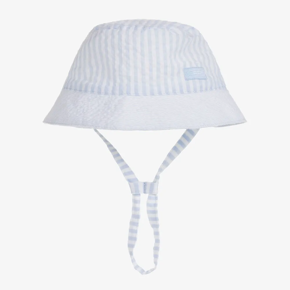 Boys Blue Stripe Seersucker Bucket Hat