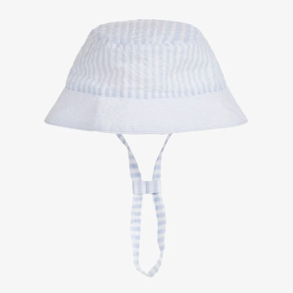 Boys Blue Stripe Seersucker Bucket Hat