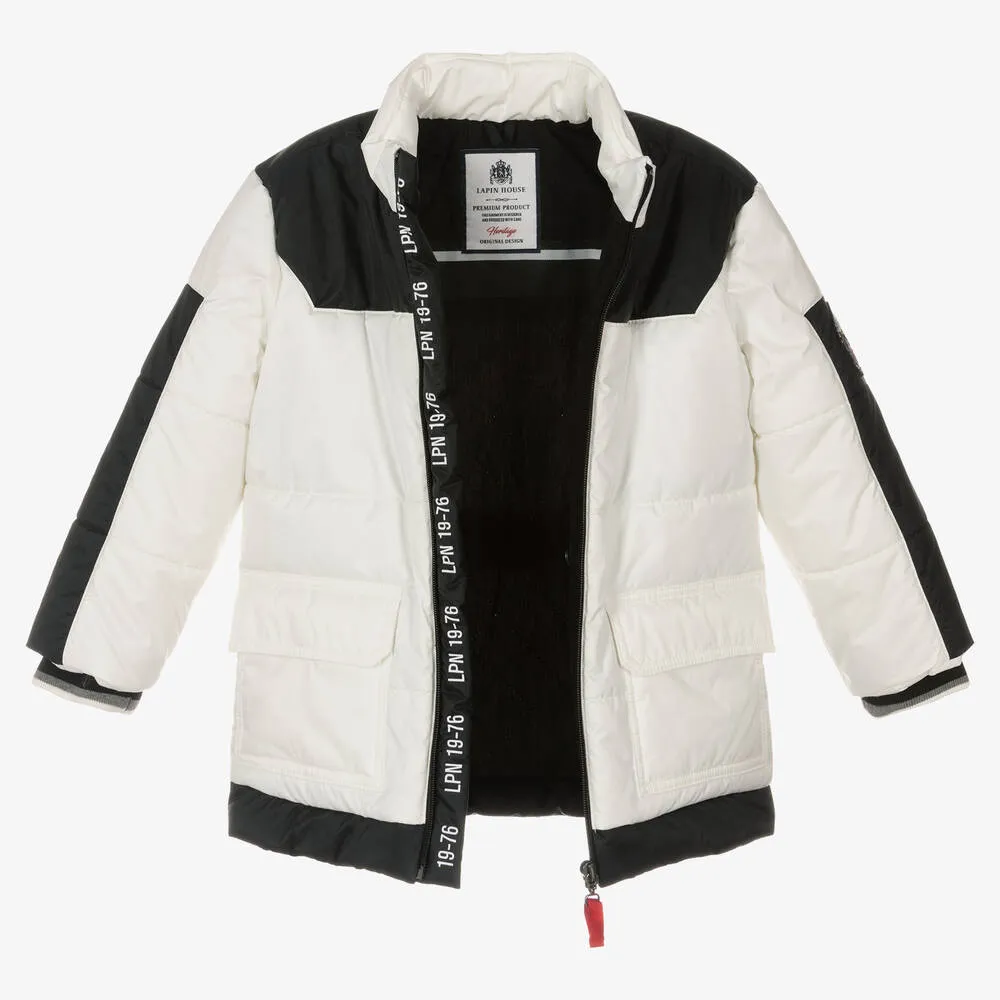 Boys White Puffer Coat