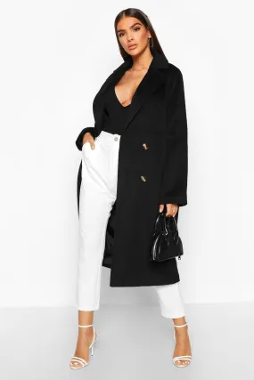 Brushed Double Breasted Wool Look Coat