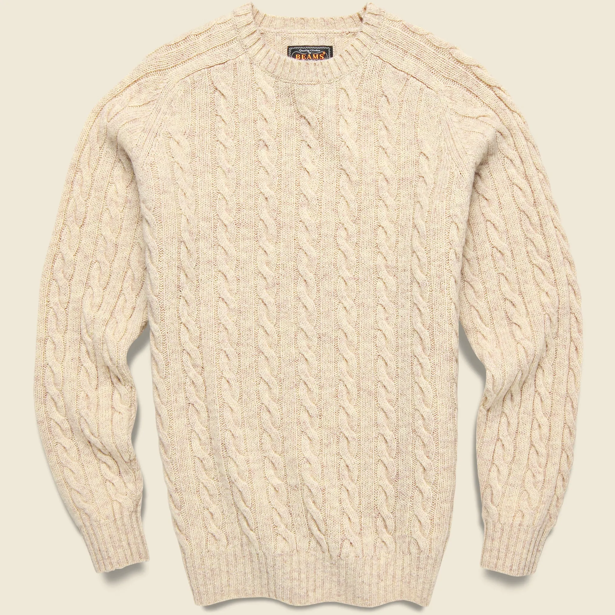 Cable Crewneck Sweater - Beige