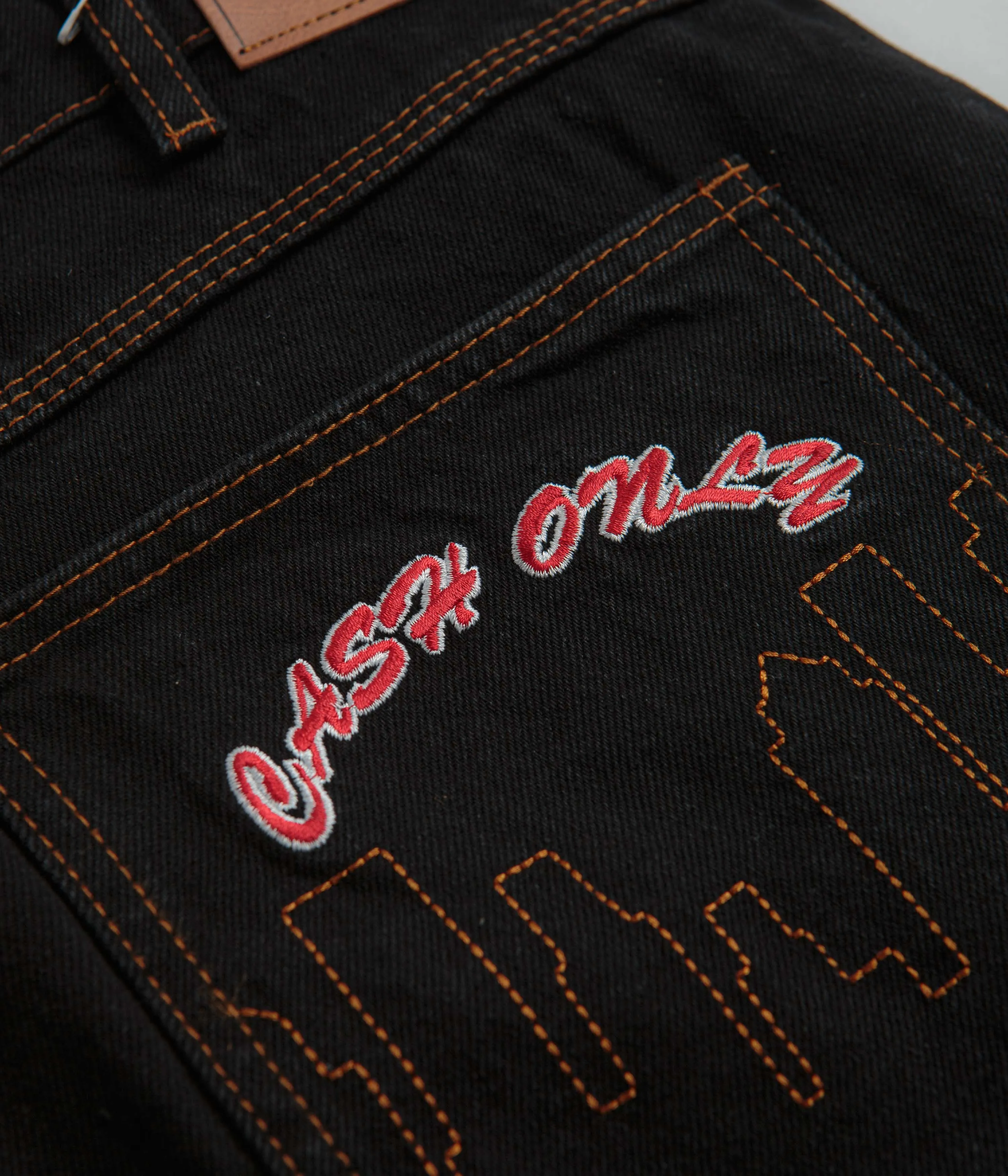 Cash Only Logo Baggy Jeans - Washed Black / Red