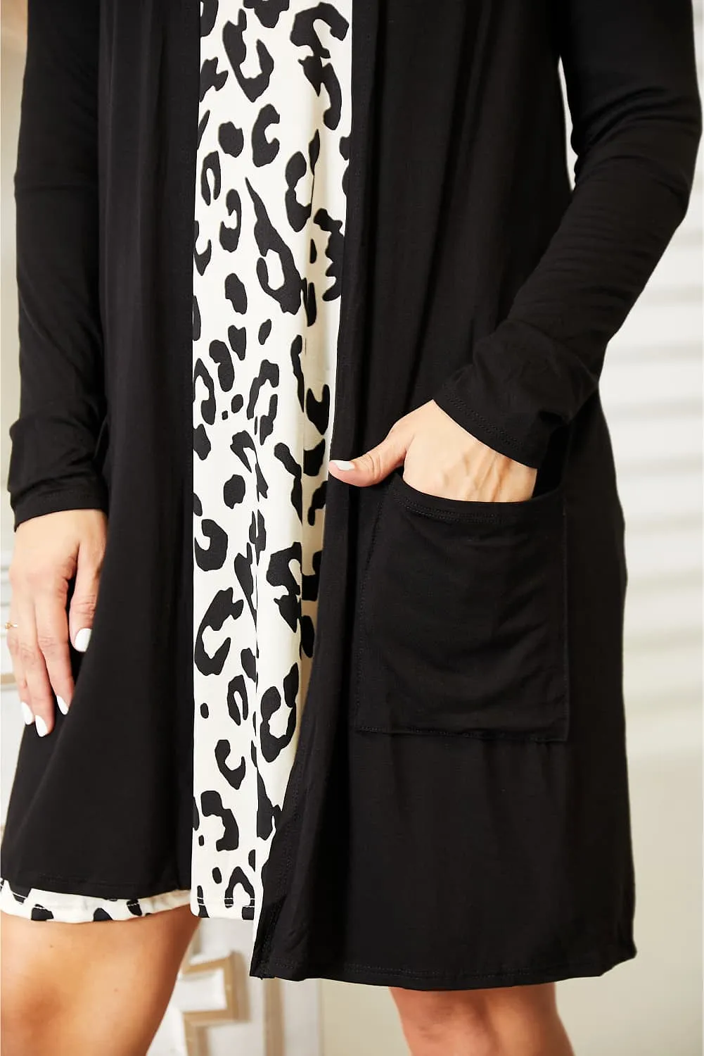 Celeste Full Size Open Front Longline Cardigan with Pockets