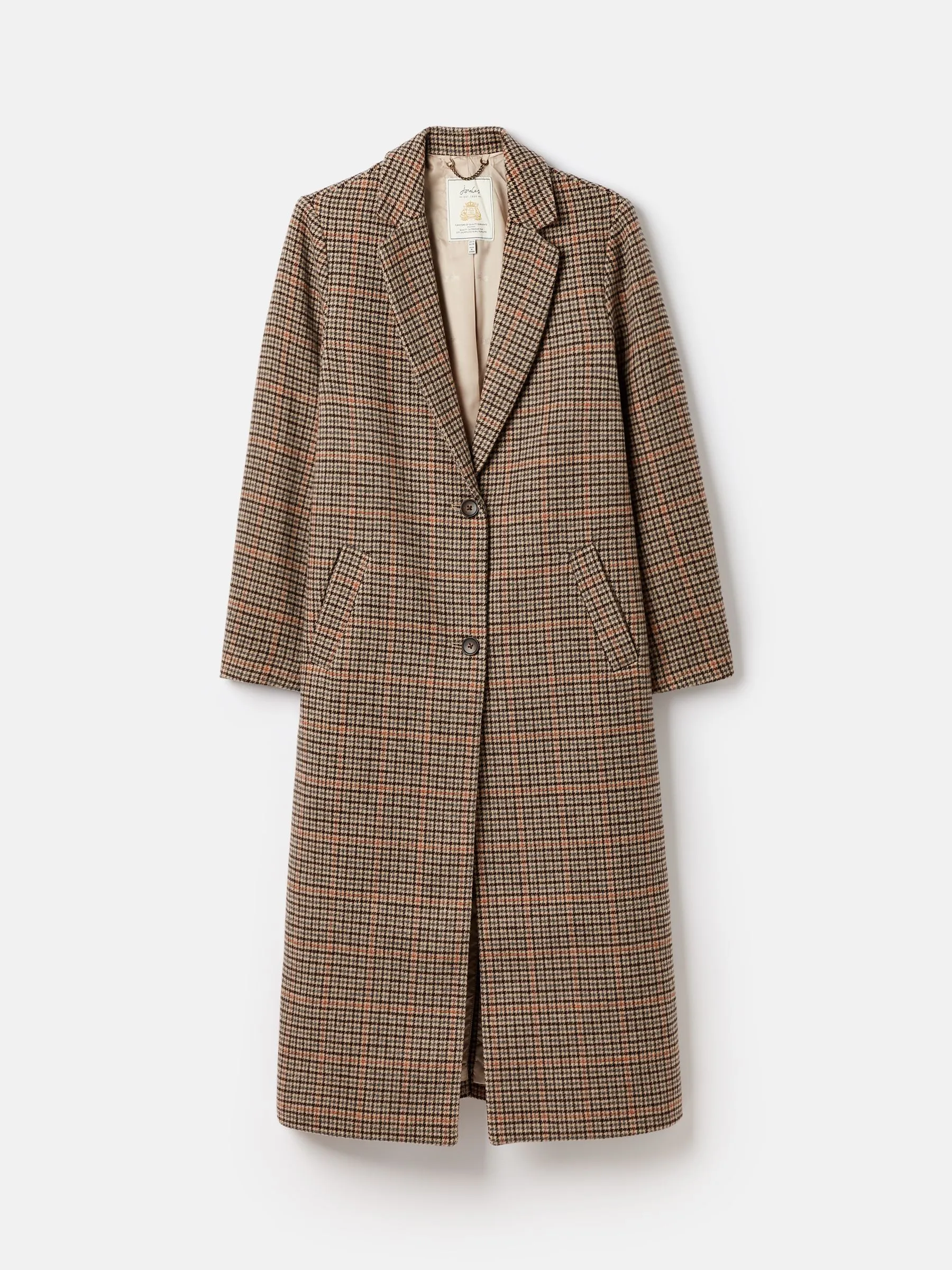 Check Wool Blend Coat