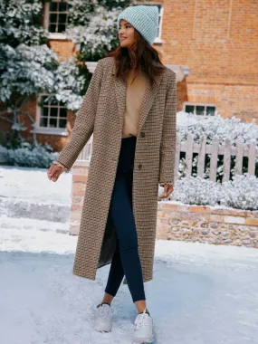 Check Wool Blend Coat