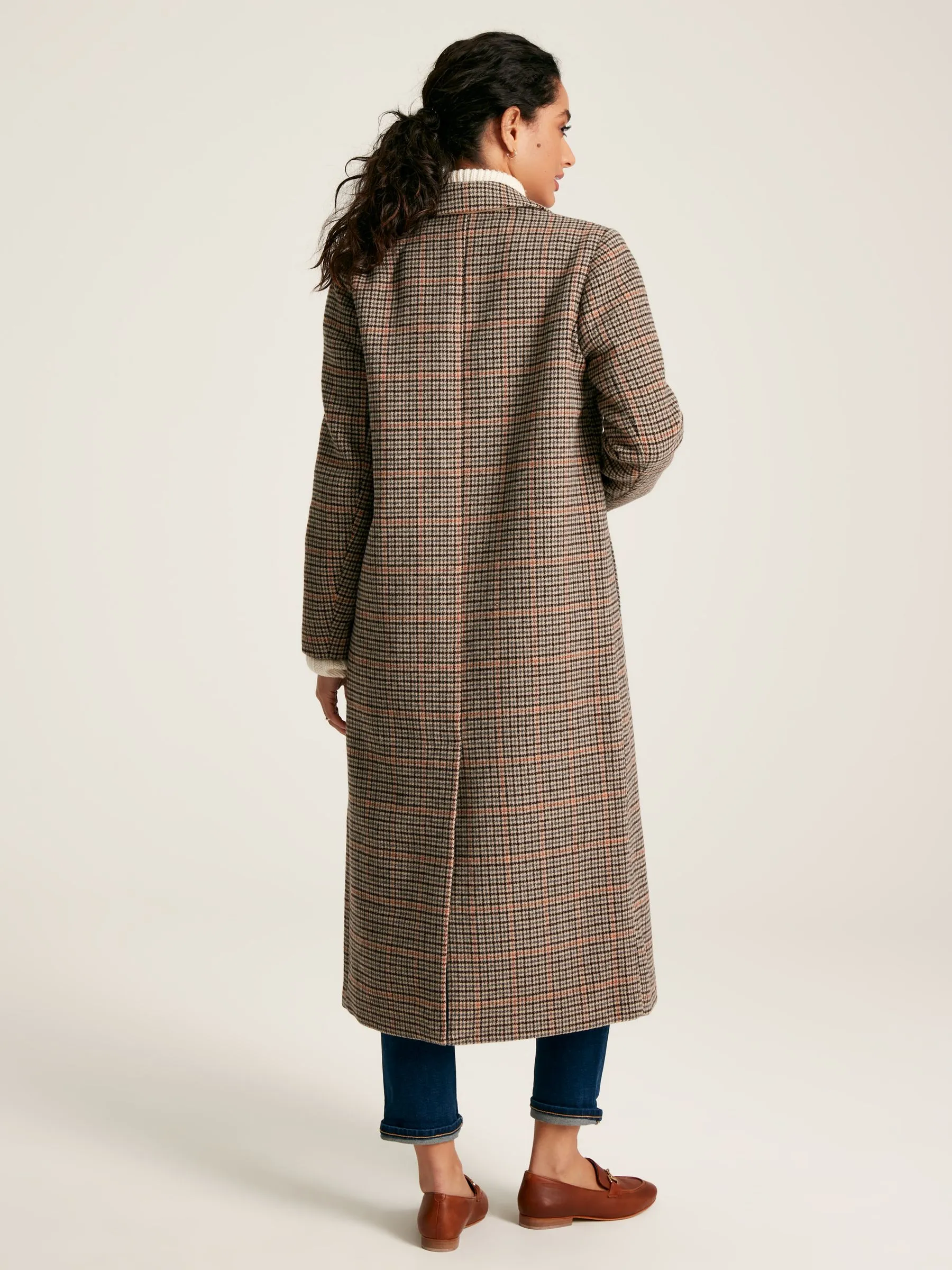 Check Wool Blend Coat