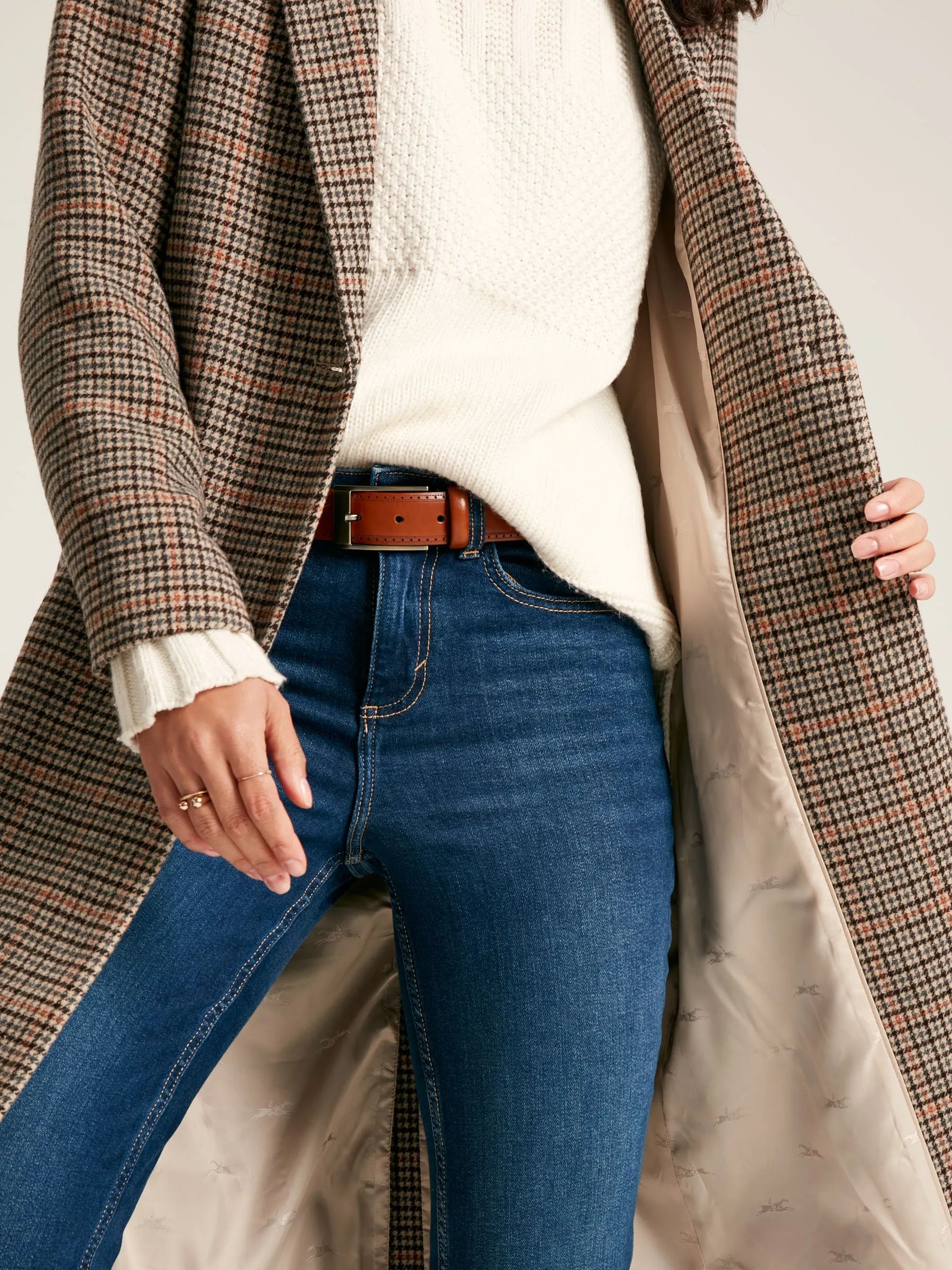 Check Wool Blend Coat