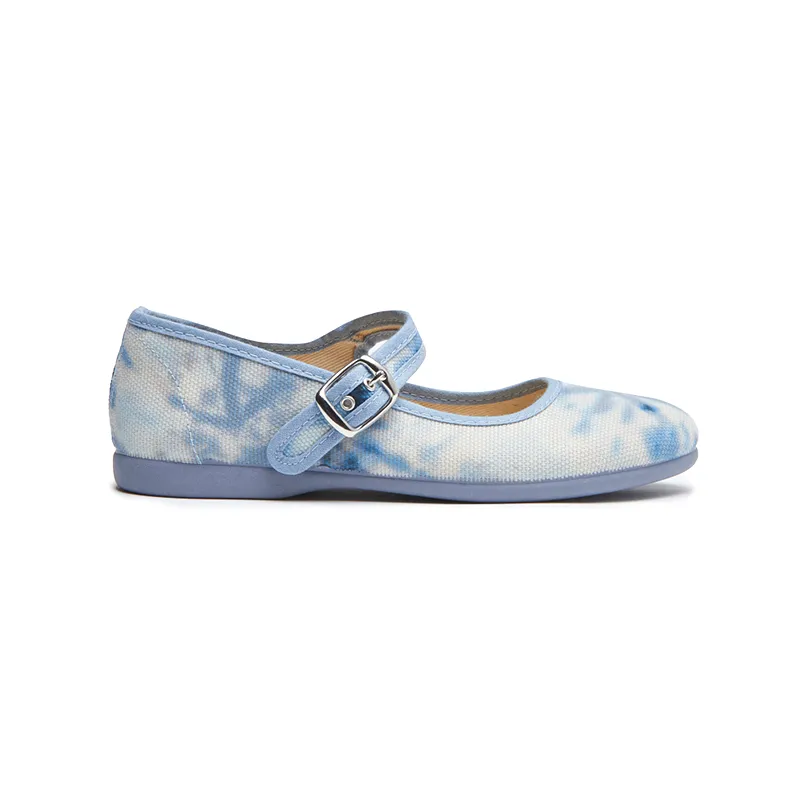 Classic Canvas Mary Janes in Tie Dye Blue