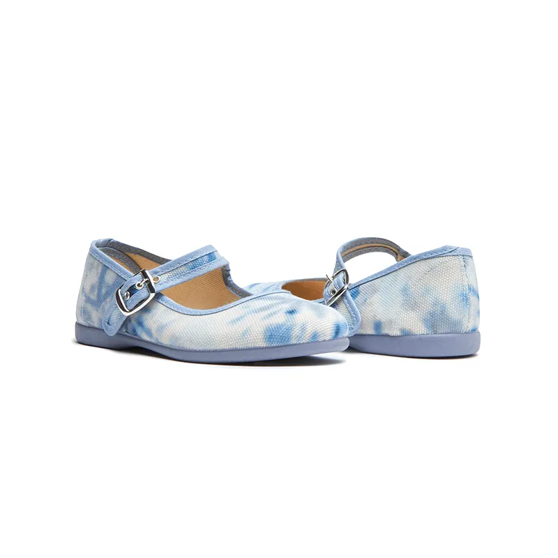 Classic Canvas Mary Janes in Tie Dye Blue