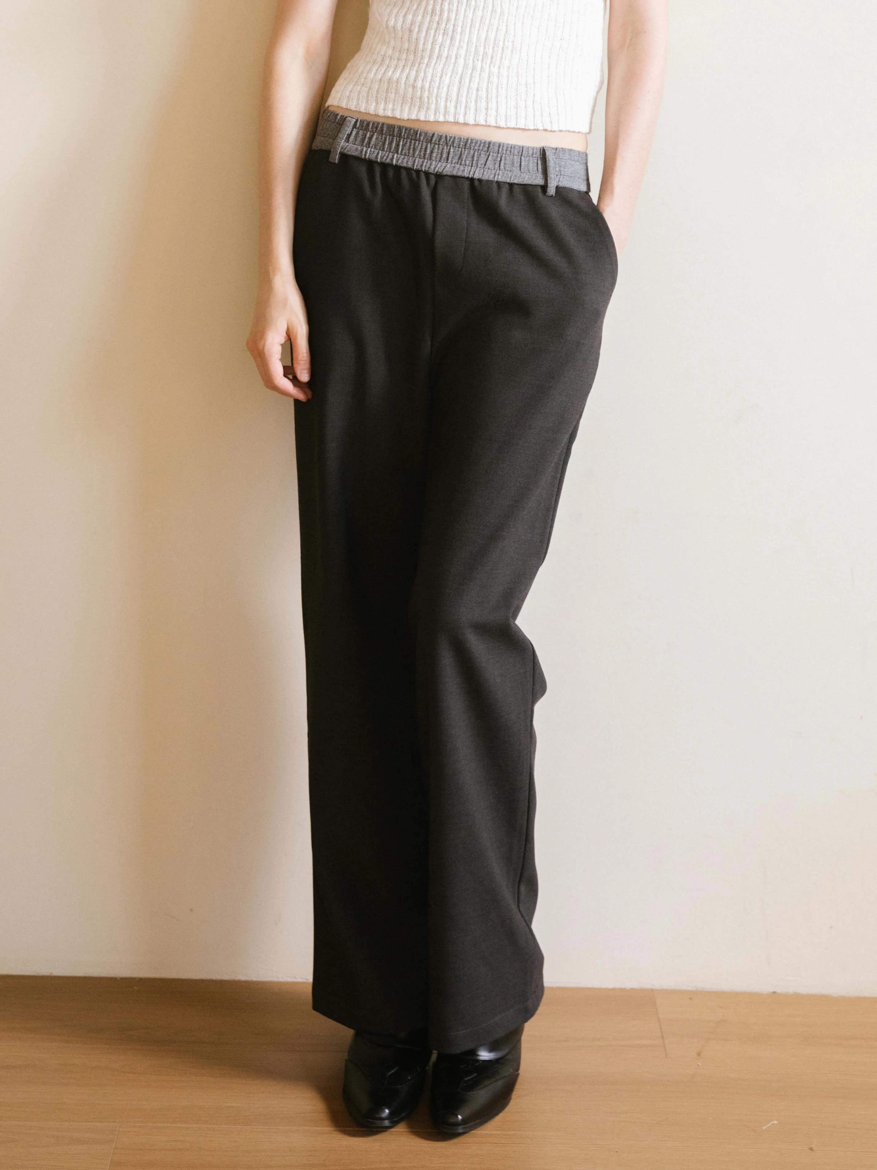 Colorblock Casual Straight Trousers