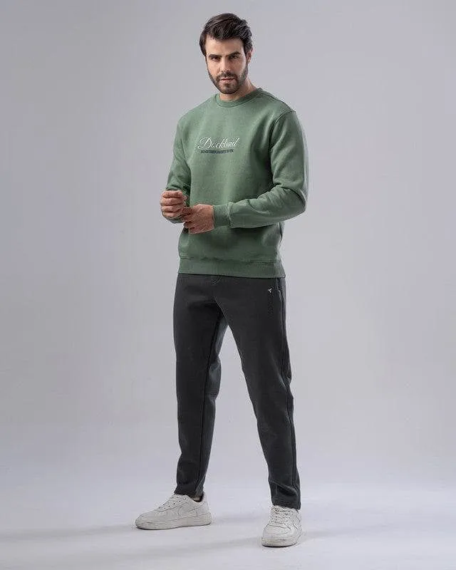 CONTRAST DESIGN SWEATSHIRT  - OLIVE