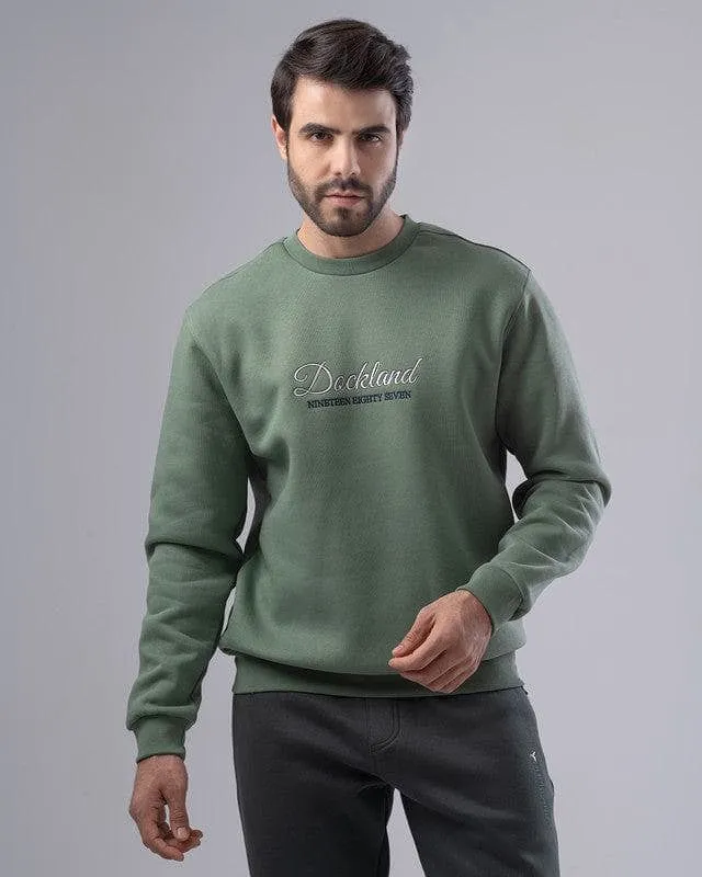 CONTRAST DESIGN SWEATSHIRT  - OLIVE