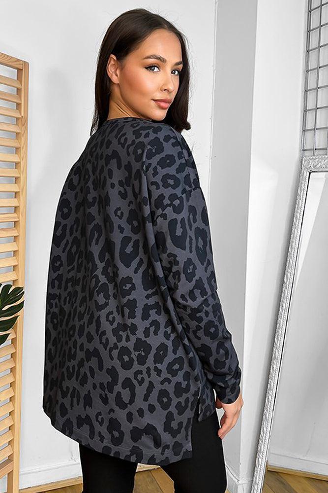 Cotton Blend Leopard Lazy Fit Sweatshirt