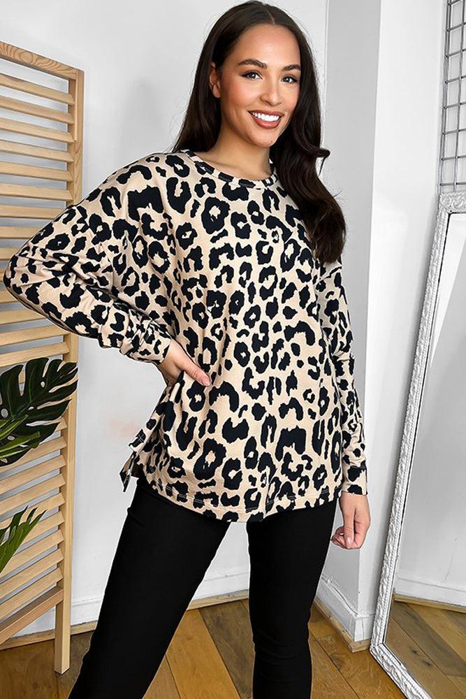 Cotton Blend Leopard Lazy Fit Sweatshirt