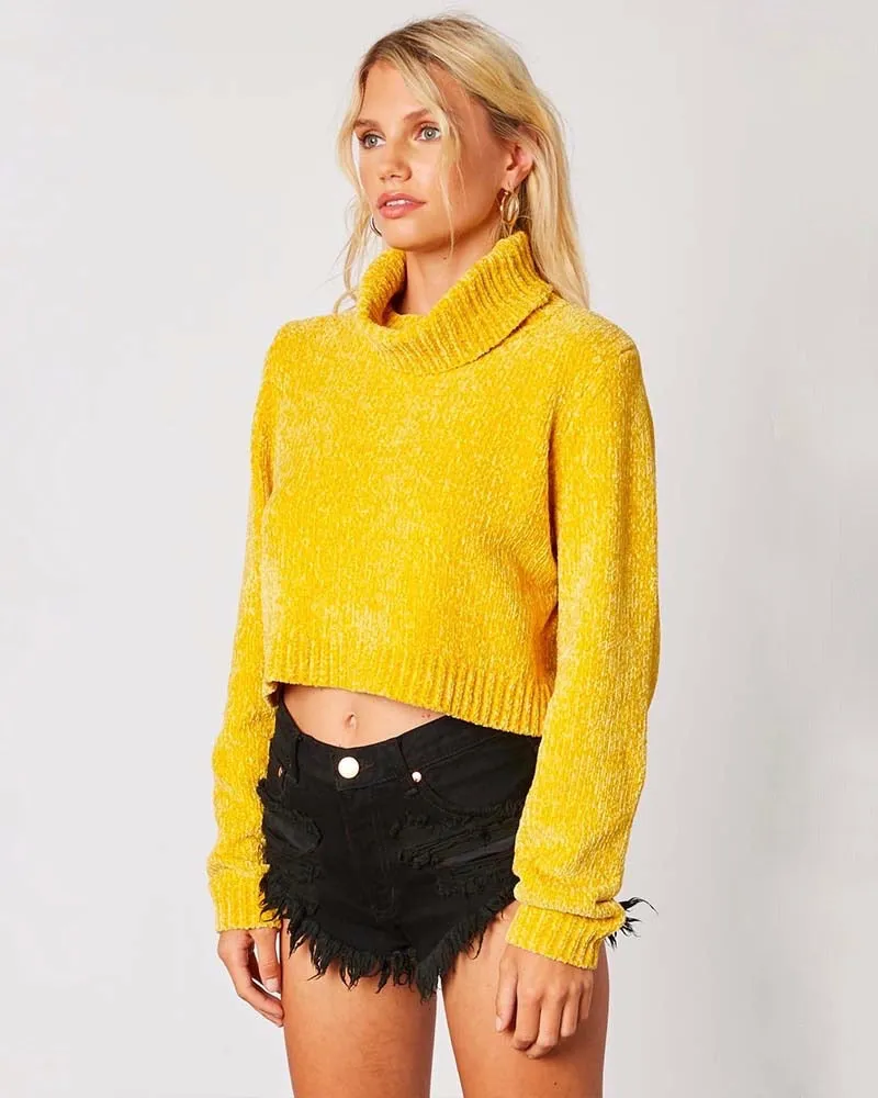 Cotton Candy LA - Turtleneck Ribbed Knit Cropped Sweater - More Colors