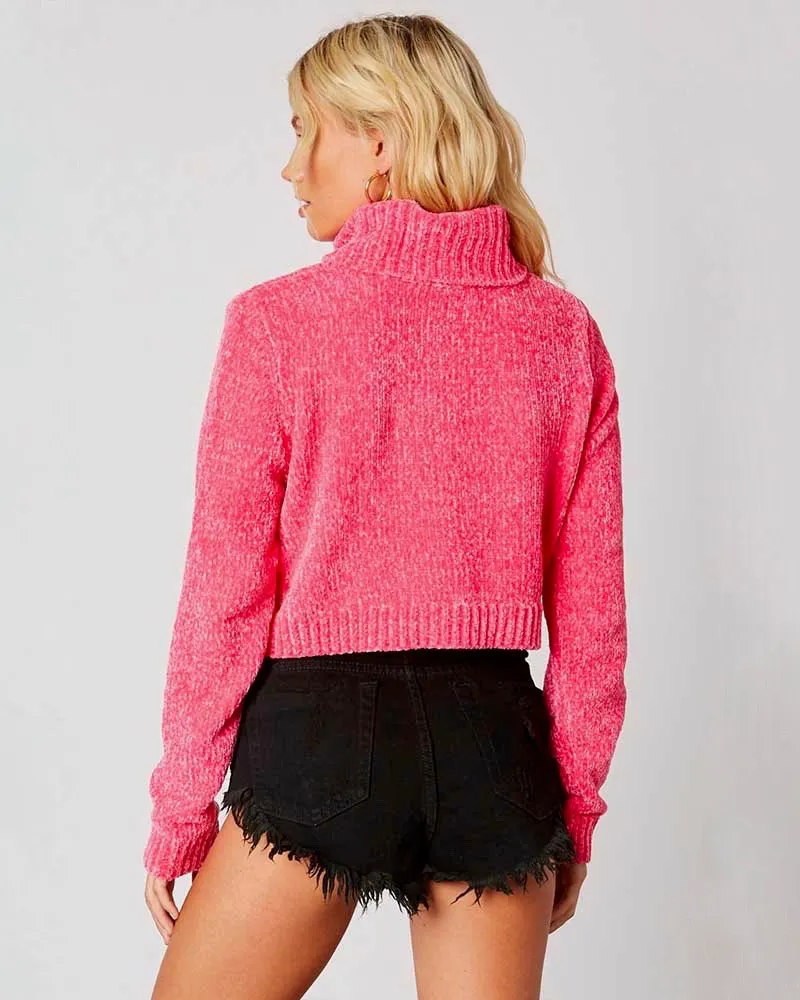 Cotton Candy LA - Turtleneck Ribbed Knit Cropped Sweater - More Colors