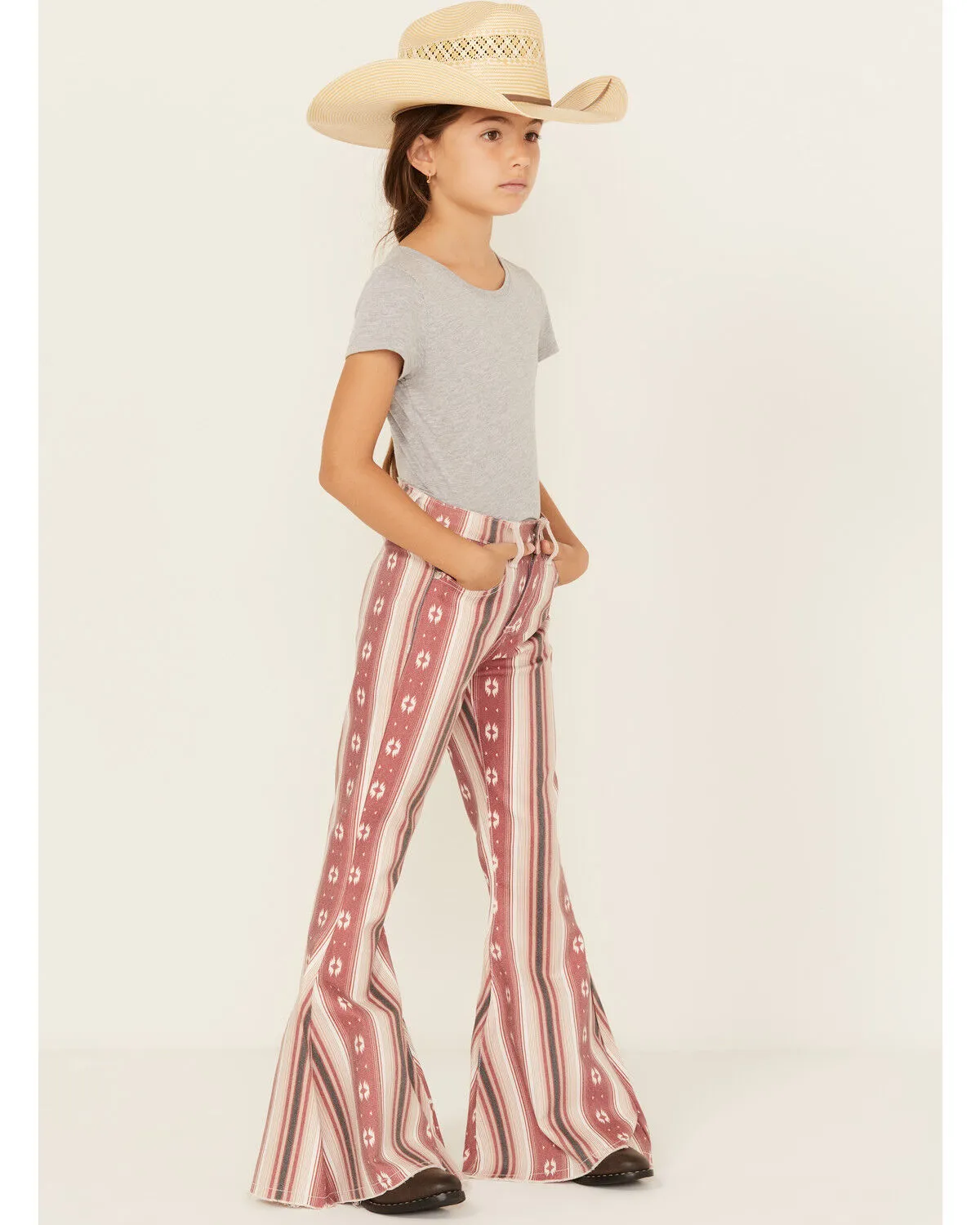 Cowboy Hardware Girls' Serape Striped Print Flare Jeans