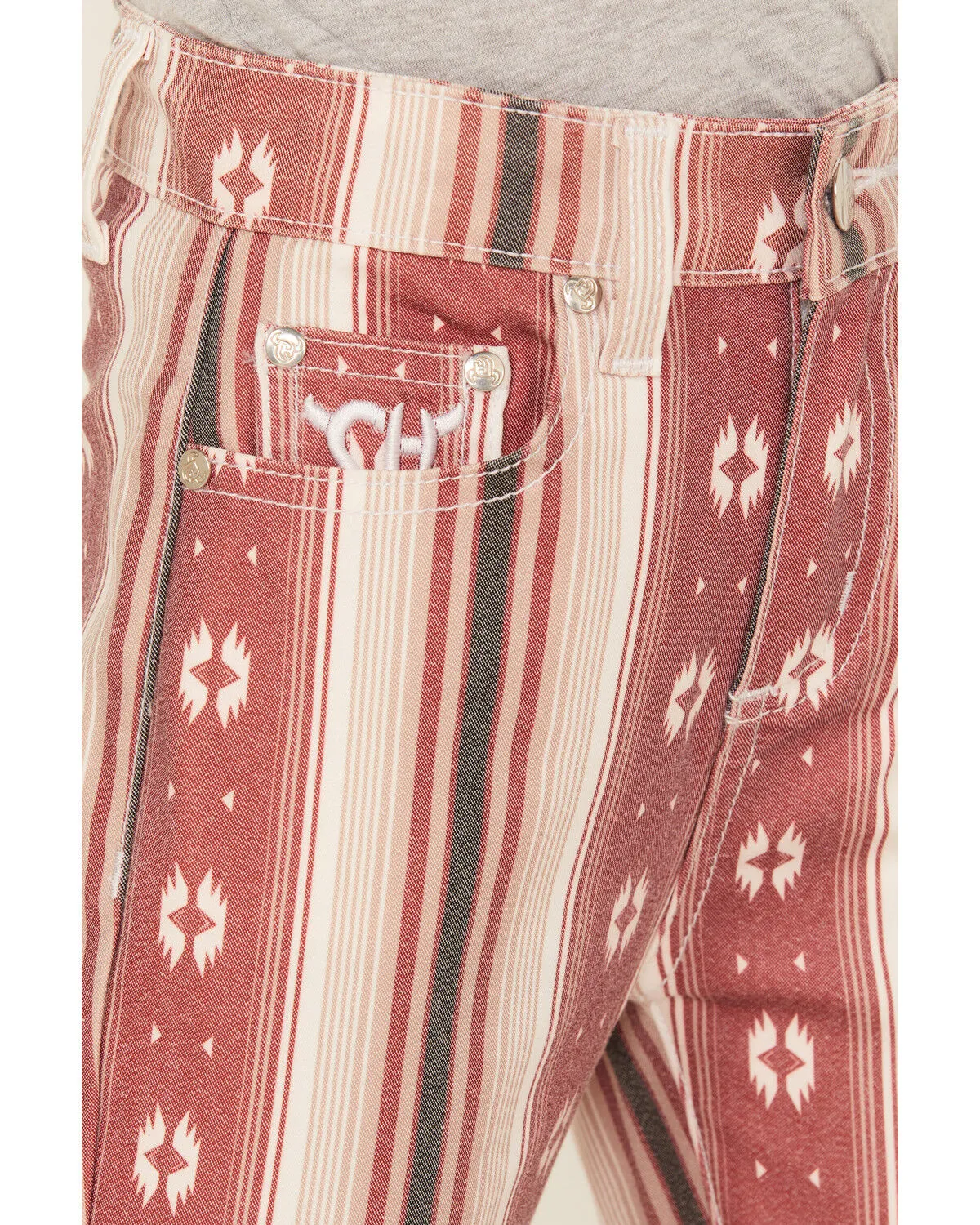 Cowboy Hardware Girls' Serape Striped Print Flare Jeans