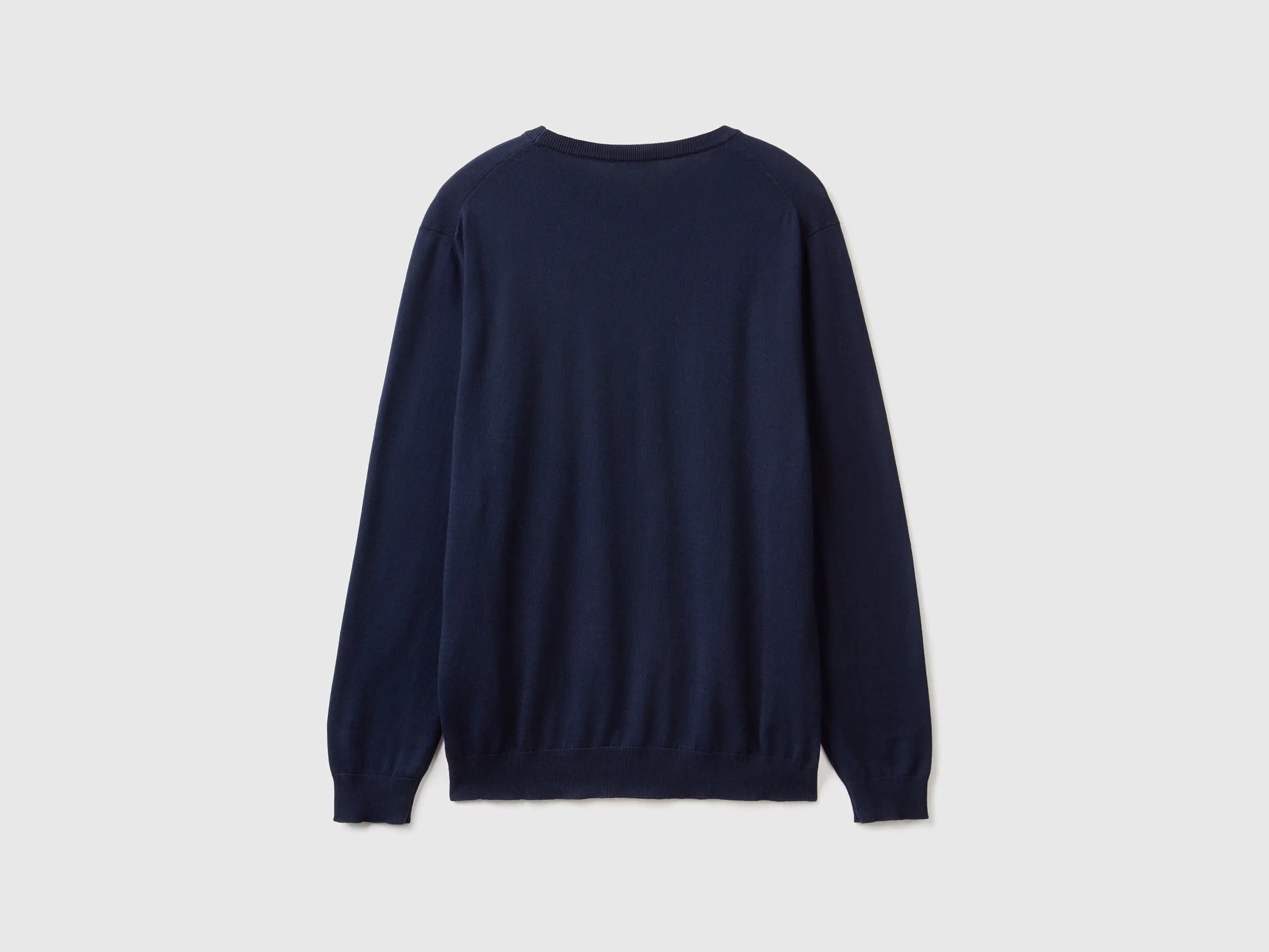 Crew neck sweater in 100% cotton - Dark Blue | Benetton