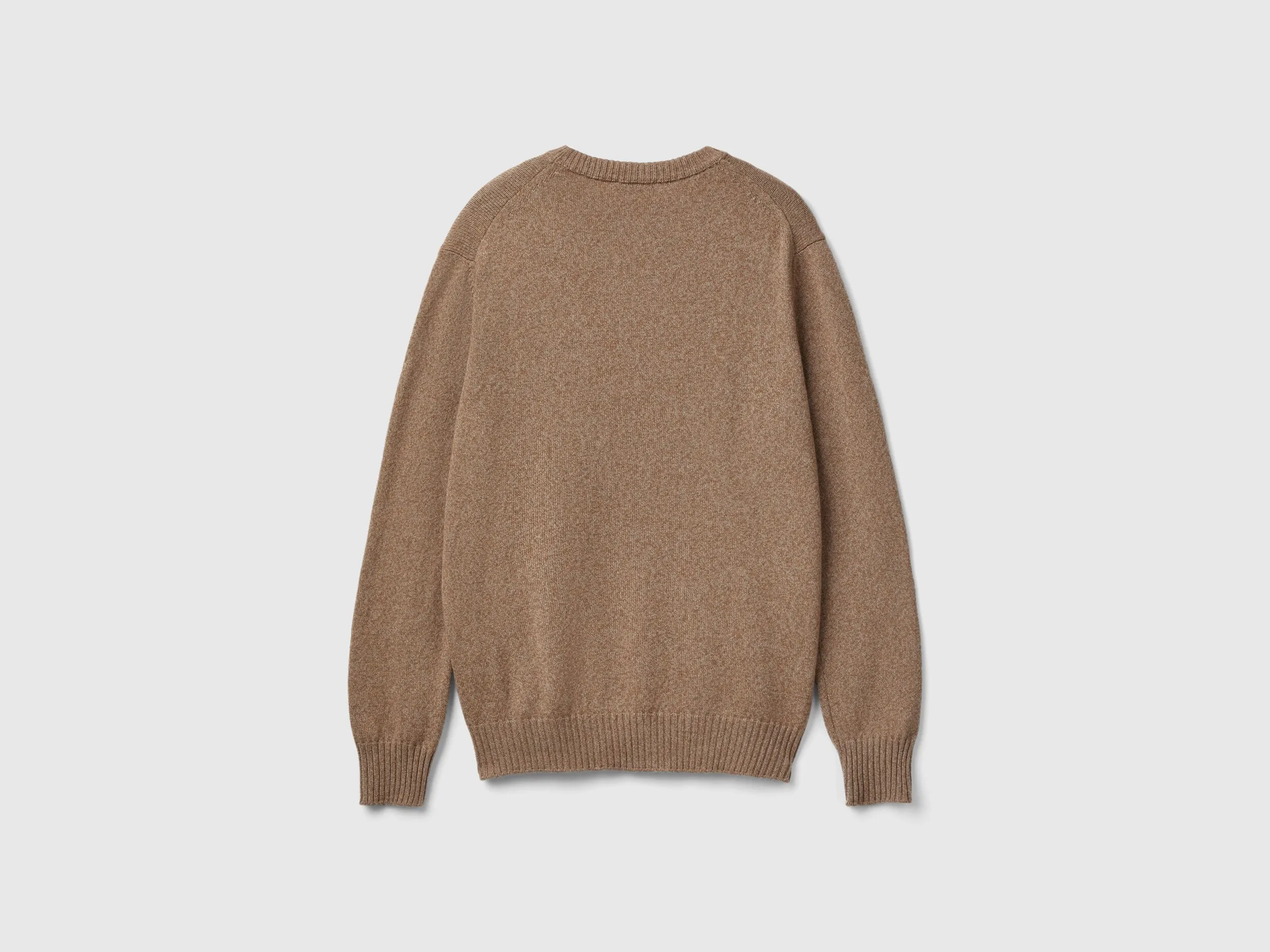 Crew neck sweater in cashmere and wool blend - Beige | Benetton