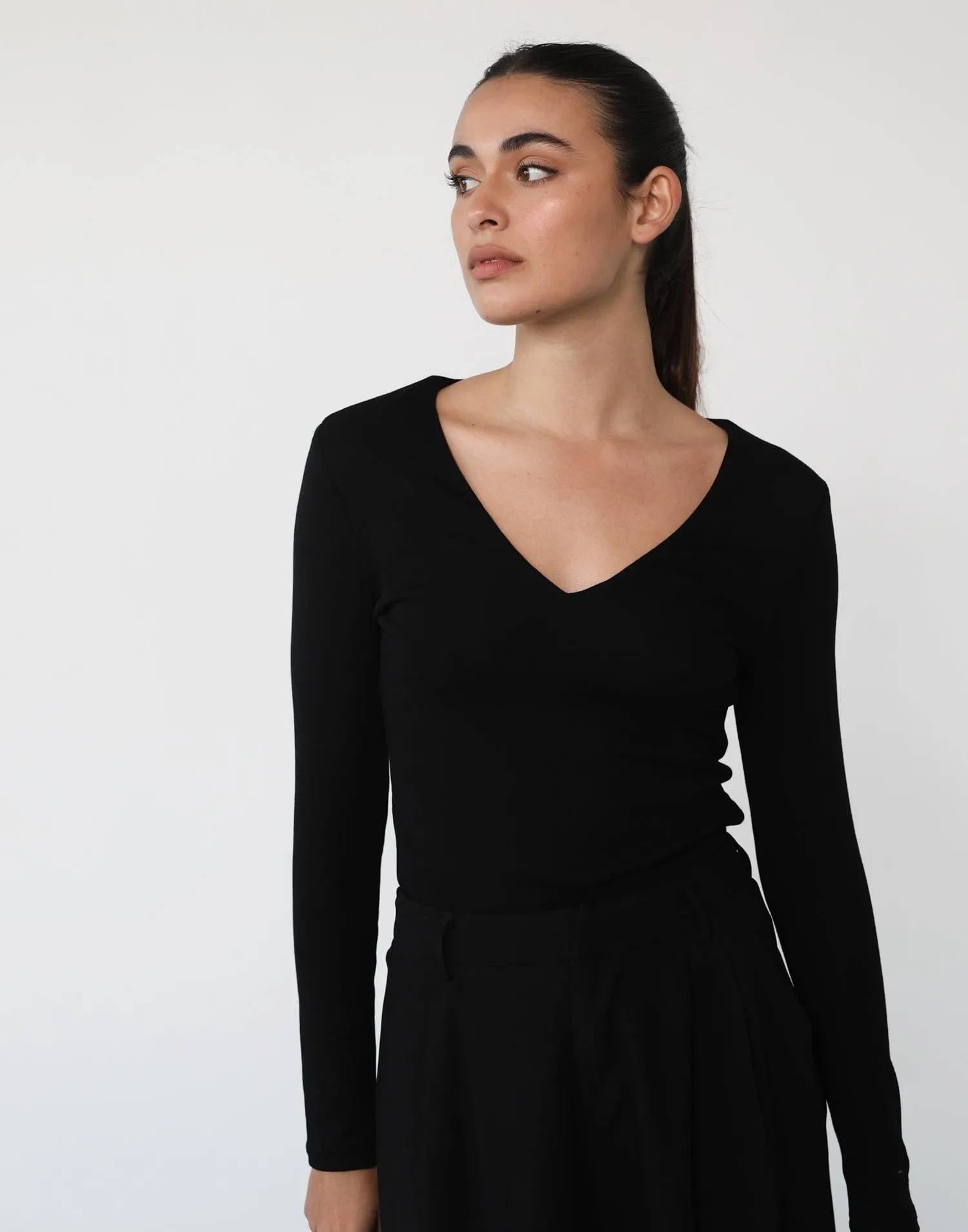 Diona Long Sleeve Top (Black)